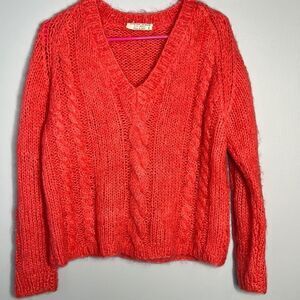 Mohair Blend V Neck Sweater Made in Italy Large